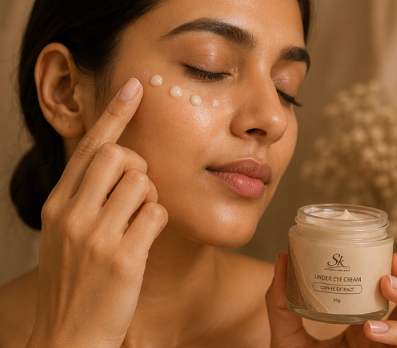 Sundara Kayakalp Coffee Extract Under Eye Cream application